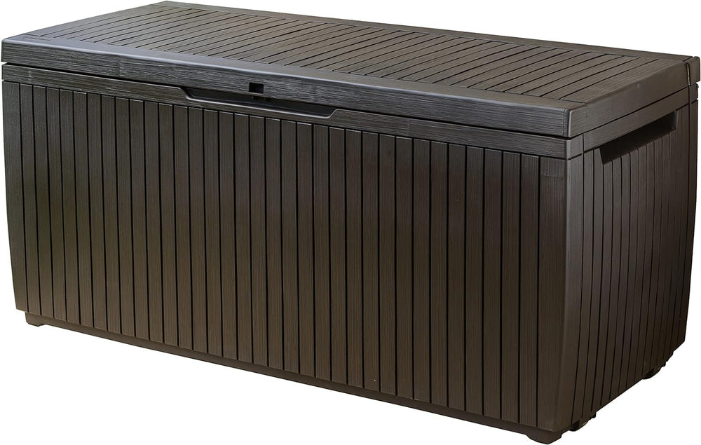 Keter Cushion Box, Rainproof, Balcony Springwood Cushion Storage Box, Brown, ...