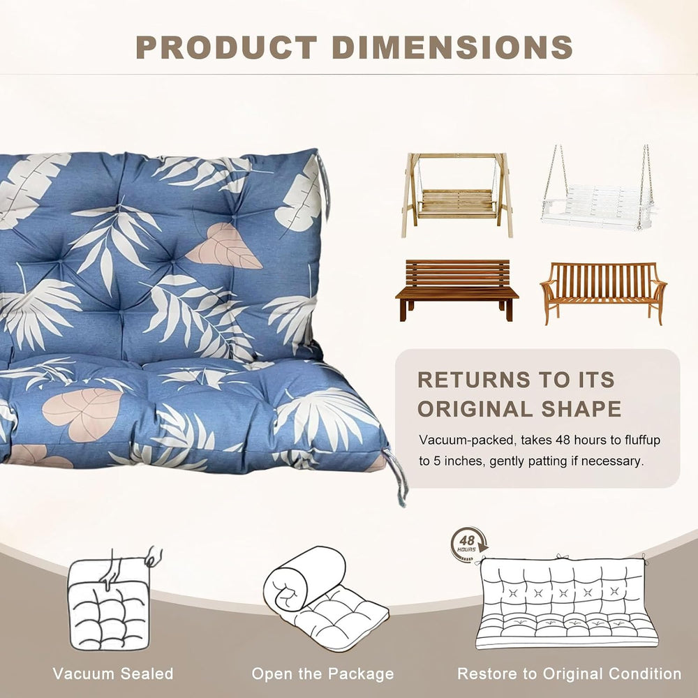 Porch Swing Cushion with Backrest,Waterproof Bench Cushion for Outdoor Furnit...
