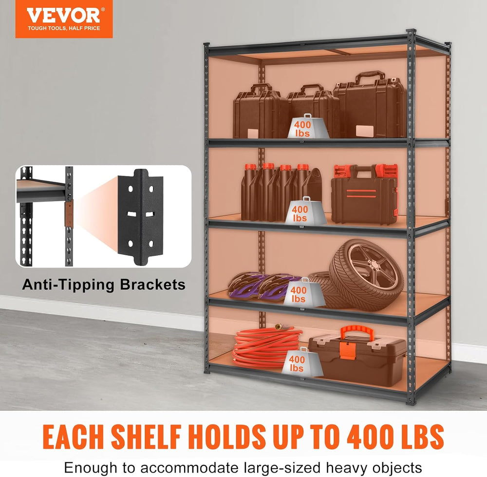 VEVOR Storage Shelves 5-Tier Adjustable 2000 lbs 48"x24"x72" S...