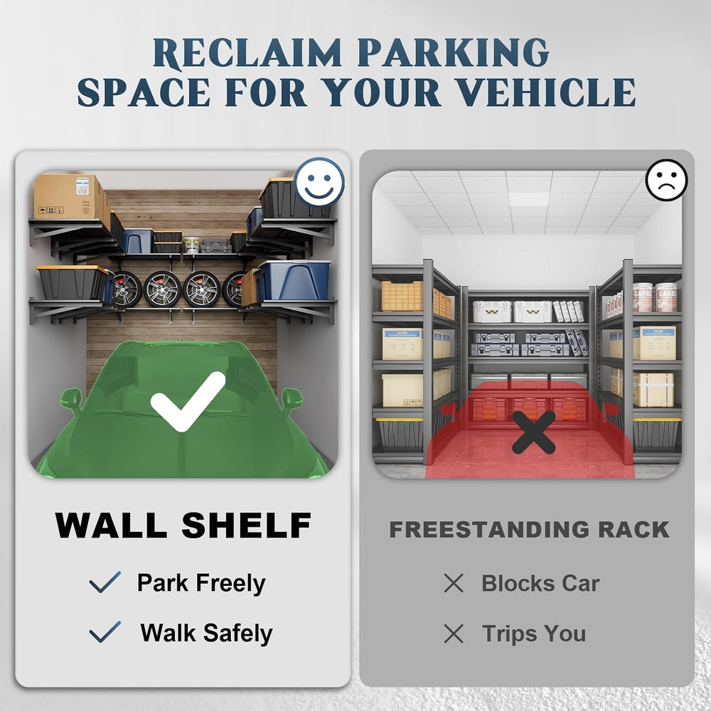 Jusgym 4 Pack Garage Shelving Wall Mounted, 2x3ft, 1400LBS Integrated Grid