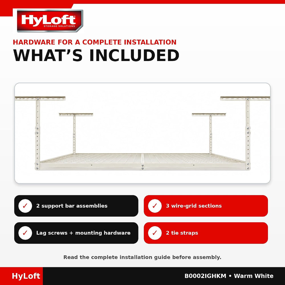 HyLoft Overhead adjustable Garage Storage Rack,Heavy Duty Steel Garage Storag...