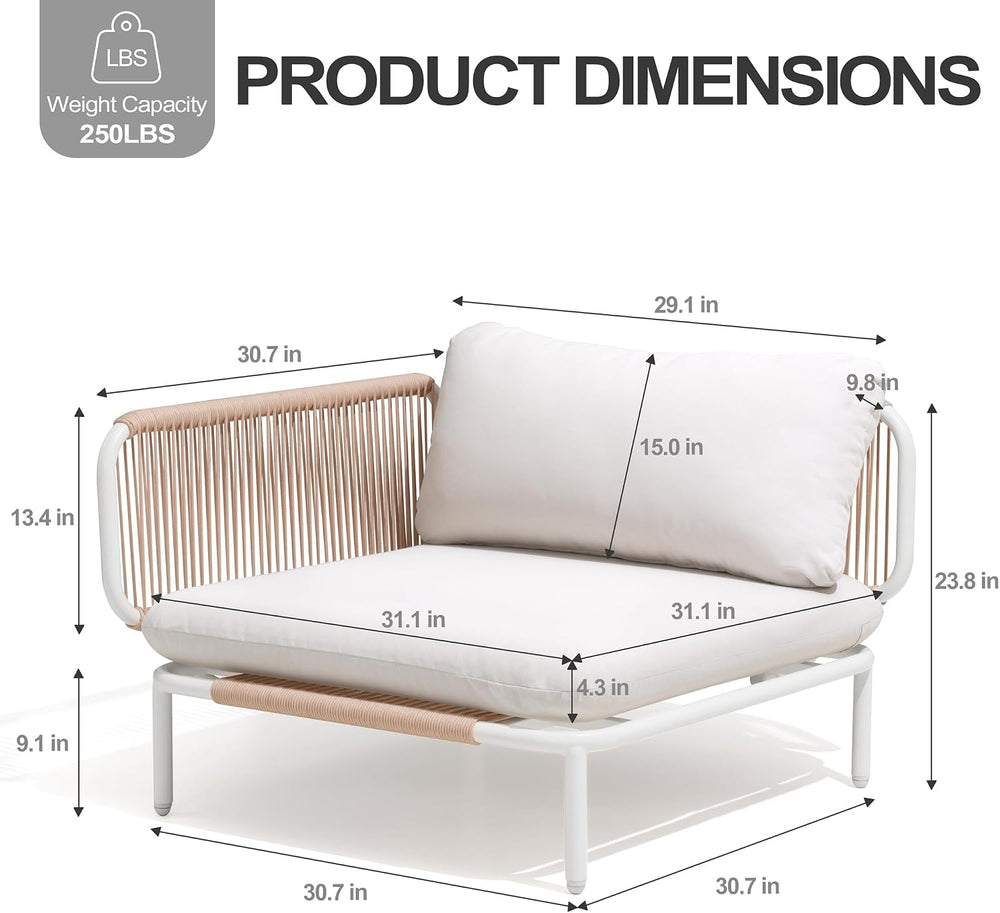 4 Piece Modern Outdoor Sectional Sofa, 31" Oversized Patio Furniture Set