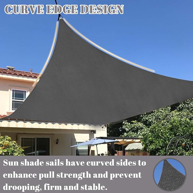 Cool Area Sun Shade Sail 12x16FT Rectangle Shade Canopy Outdoor Sunshade for ...
