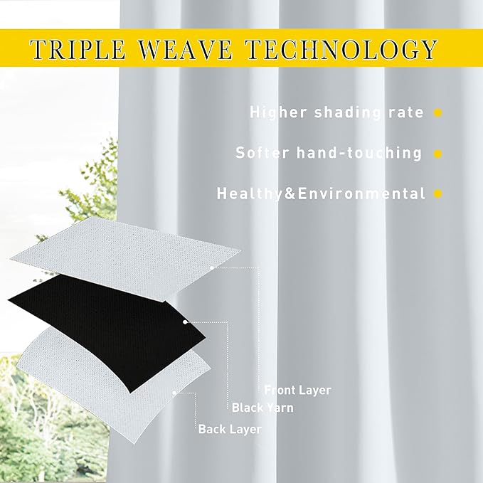 NICETOWN Blackout Outdoor Curtains for Patio Windproof 2 Panels Top & Bot...