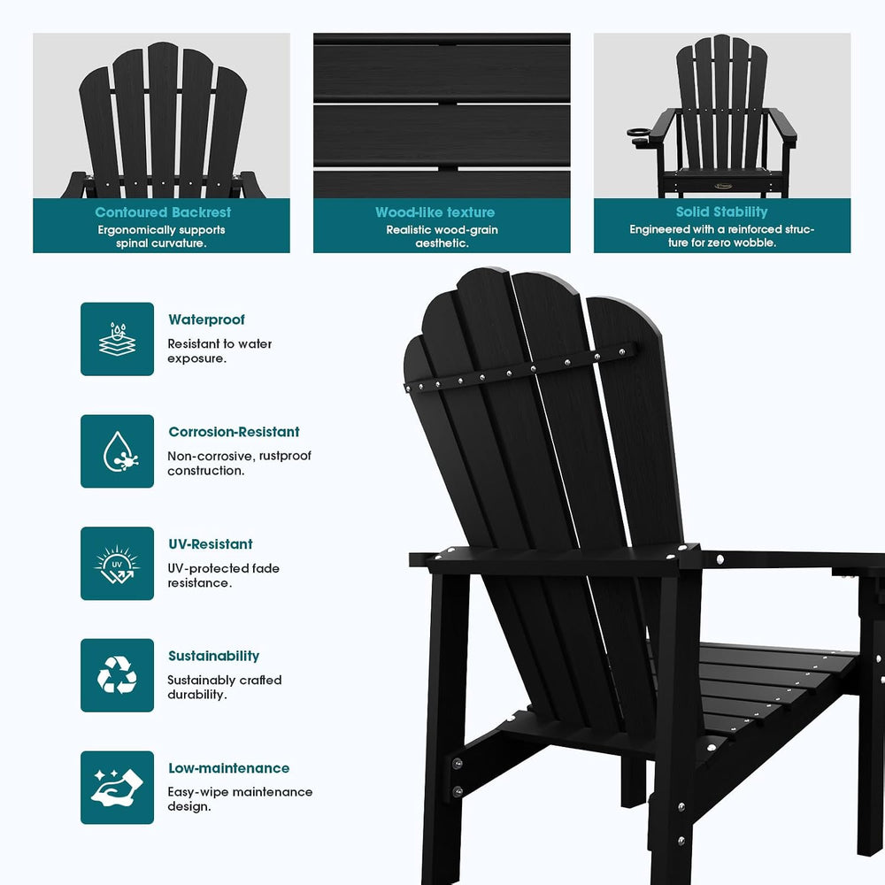 THOEOE Stackable Adirondack Chair Set of 4, HDPE Fire Pit Chairs Set of 4