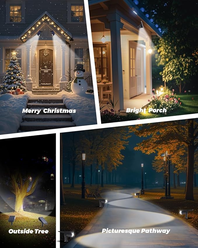 4 Pack Solar Powered Outdoor Spot Lights Outside Waterproof 20 LEDs Landscape...