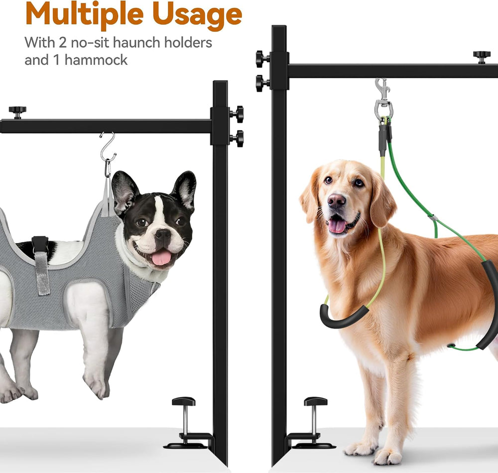 H Shape Dog Grooming Arm for Table, M Size Hammock, 42" H, 31-43" W