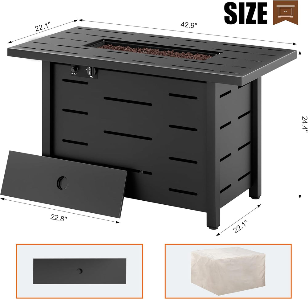 SUNLEI 4-Piece Patio Furniture Set with 43" Propane Fire Pit Table, L-Sh...