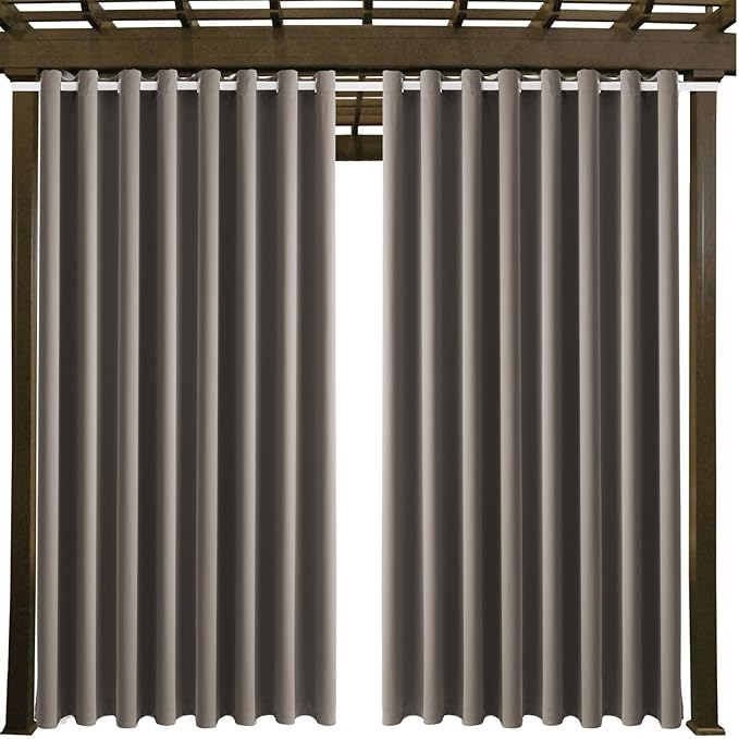 Waterproof Outdoor Curtain W105 x L108 - Grommet Top Sunlight Blocking Window...