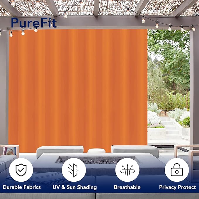 PureFit Outdoor Curtains for Patio Waterproof Weatherproof, UV Resistant Outs...