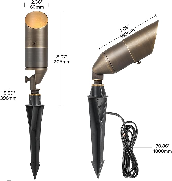 LUTEC Solid Brass Low Voltage Landscape Lighting, 12V Heavy Duty Waterproof L...