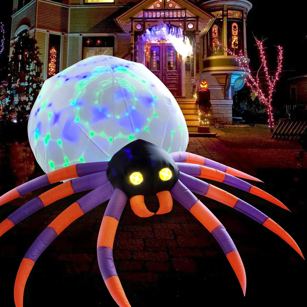 DomKom 8FT Halloween Inflatable Decorations Spider, Build-in Magic LED Lights...