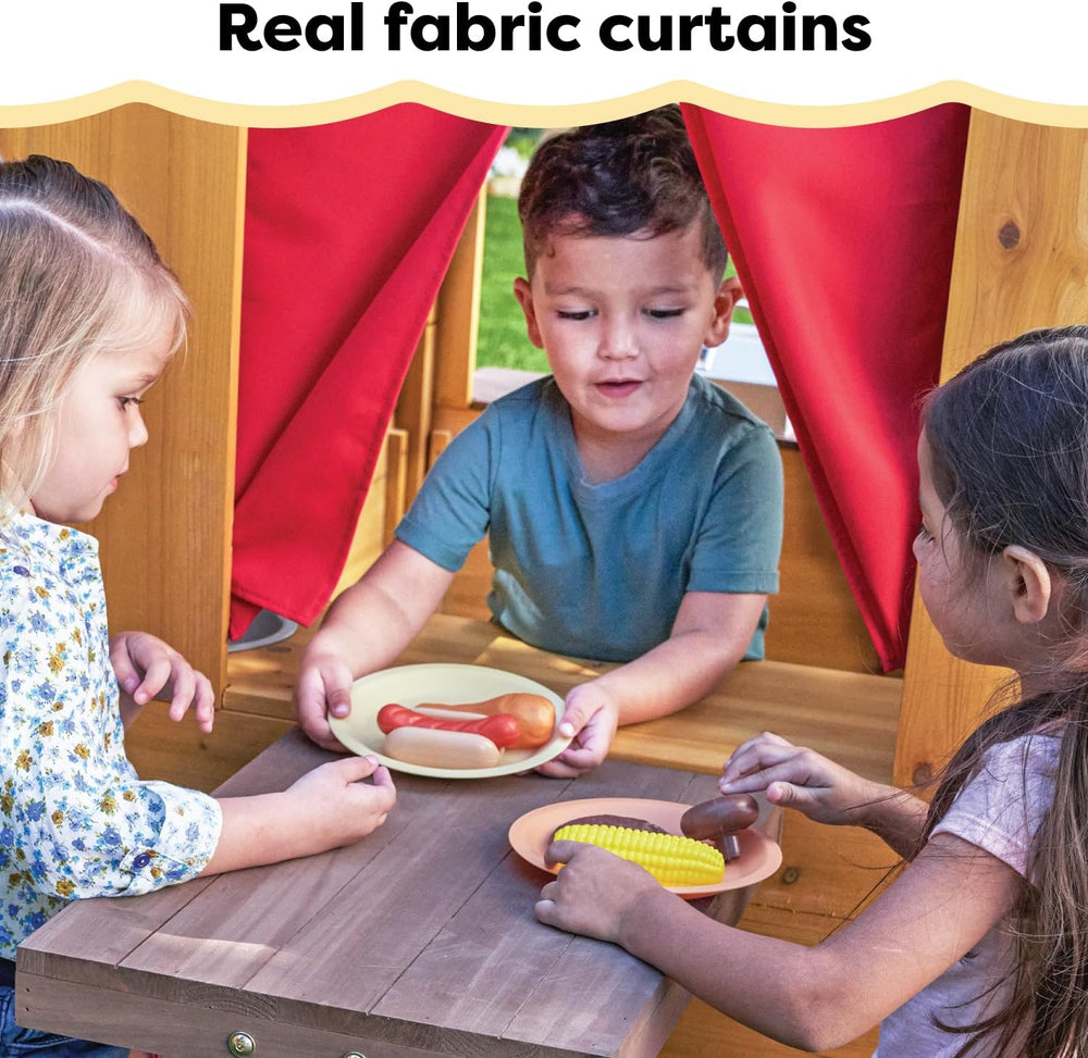 KidKraft Modern Outdoor Wooden Playhouse with Picnic Table, Mailbox and Outdo...