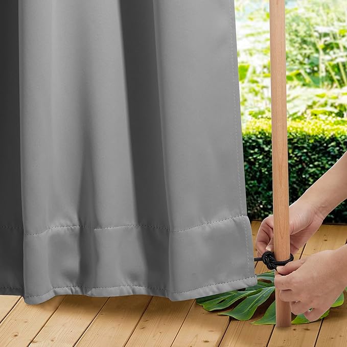 NICETOWN 2 Panels Waterproof Outdoor Curtains Fixed Grommet & Back Tab on...