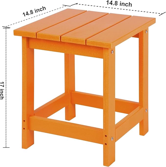 LZRS Adirondack Square Outdoor Side Table for Patio, Pool Composite Patio Tab...