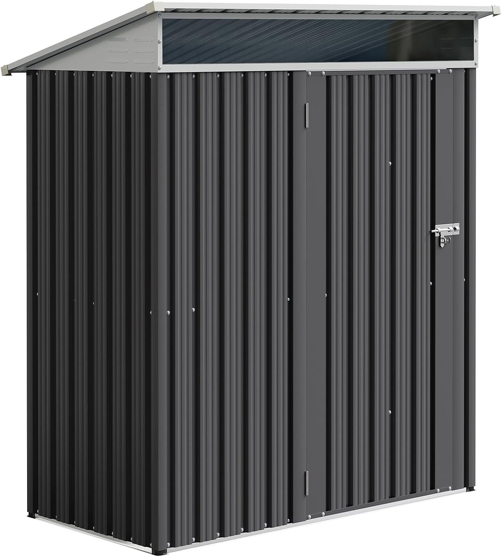 JY QAQA 5x3 FT Outdoor Garden Storage Shed, Waterproof Metal Garden Sheds wit...