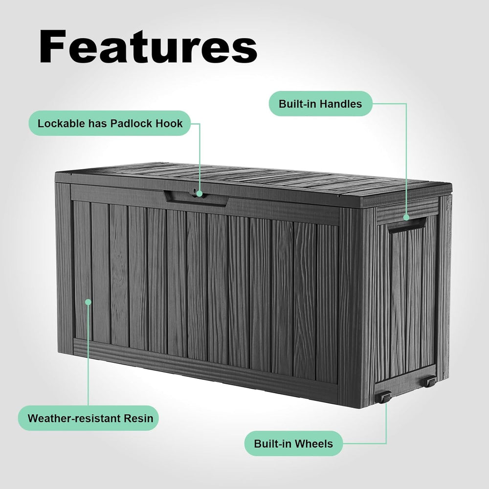 DRATO 75 Gallon Deck Box, Waterproof Resin Large Outdoor Storgae Box for Pati...