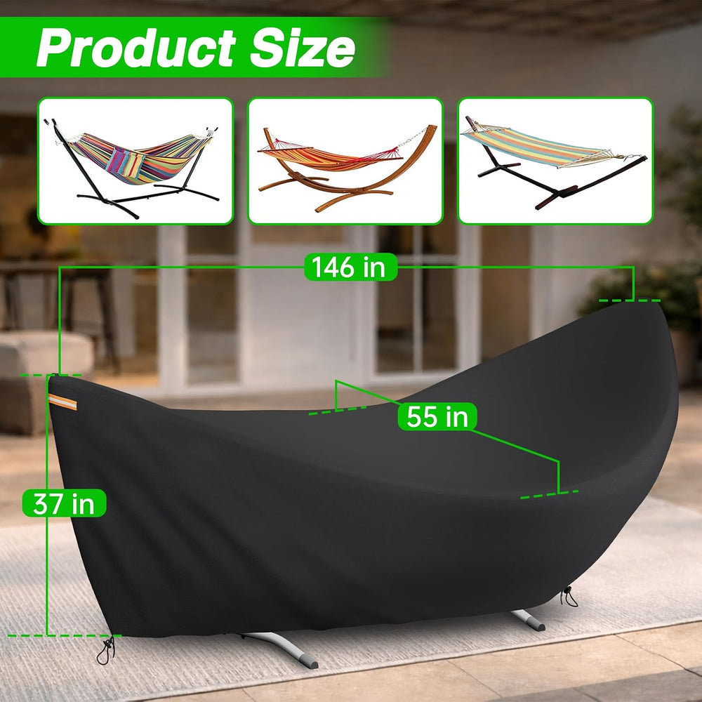 EVRBUL Hammock Cover 11-12 Ft, Heavy Duty 420D Waterproof Stand Covers For 2 ...
