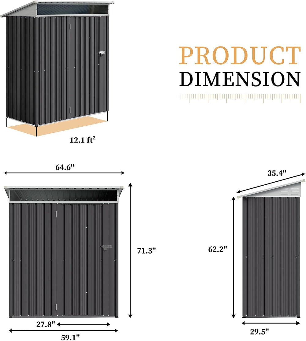 Vongrasig 5x3 FT Outdoor Storage Shed with Window & Lockable Door