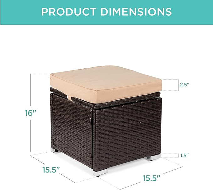 Best Choice Products Set of 2 Wicker Ottomans, Multipurpose Outdoor Furniture...
