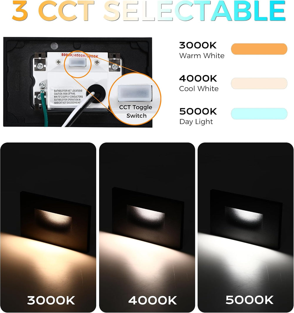 CLOUDY BAY Dimmable Upgraded 3 Color 120V LED Indoor Outdoor Step Light,3000K...