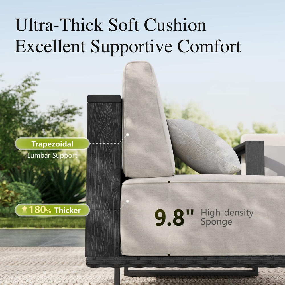 Sophia & William 4 Pieces HDPE Patio Furniture Set with 9.8" Thick C...