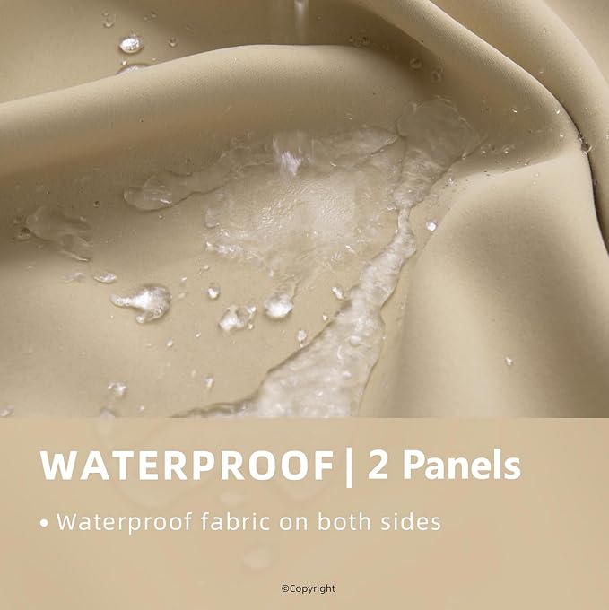 Waterproof Outdoor Curtain W84 x L120 - Grommet Top Sunlight Blocking Window ...