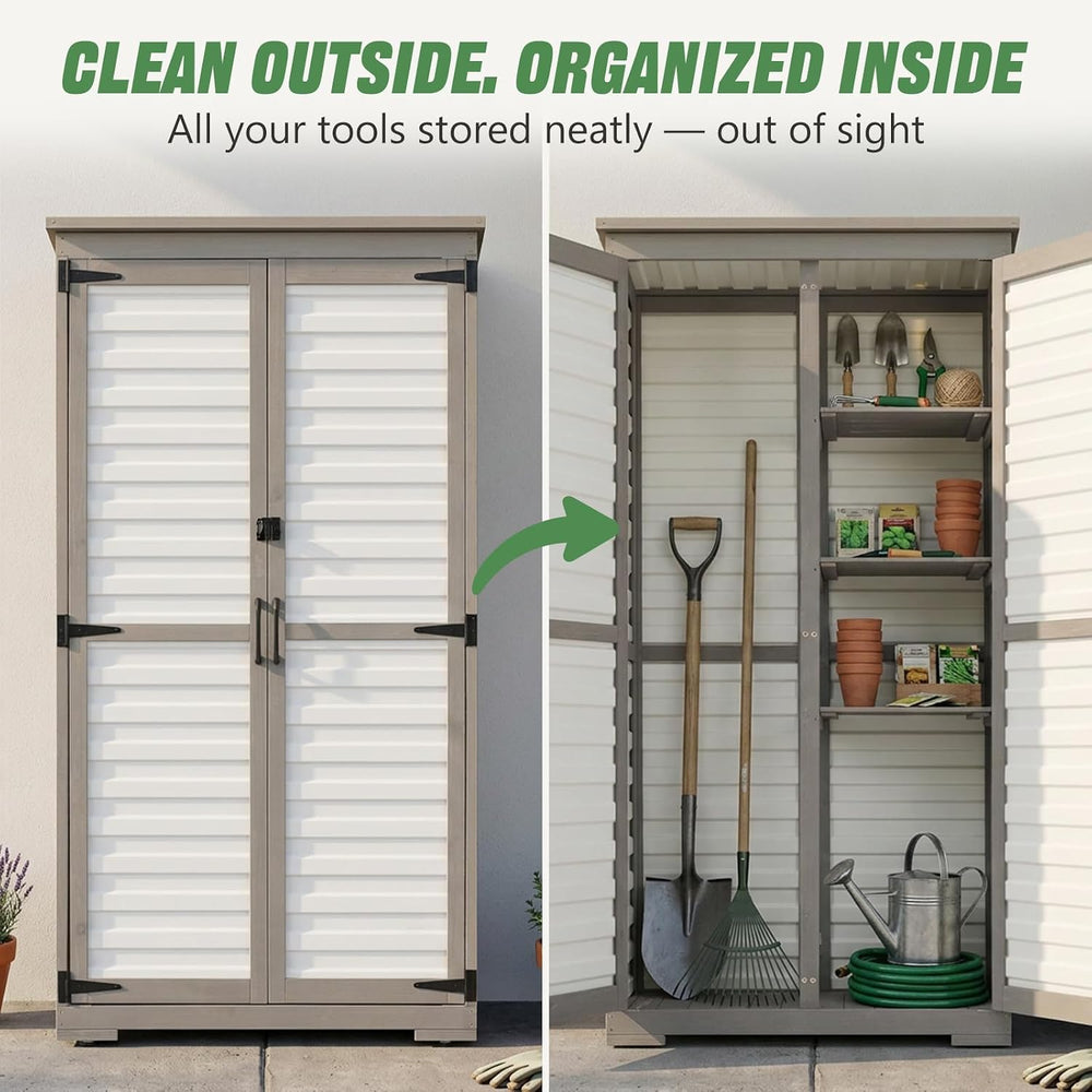 Outdoor Storage Cabinet – Store More in Less Space, Tall Vertical Garden Tool...