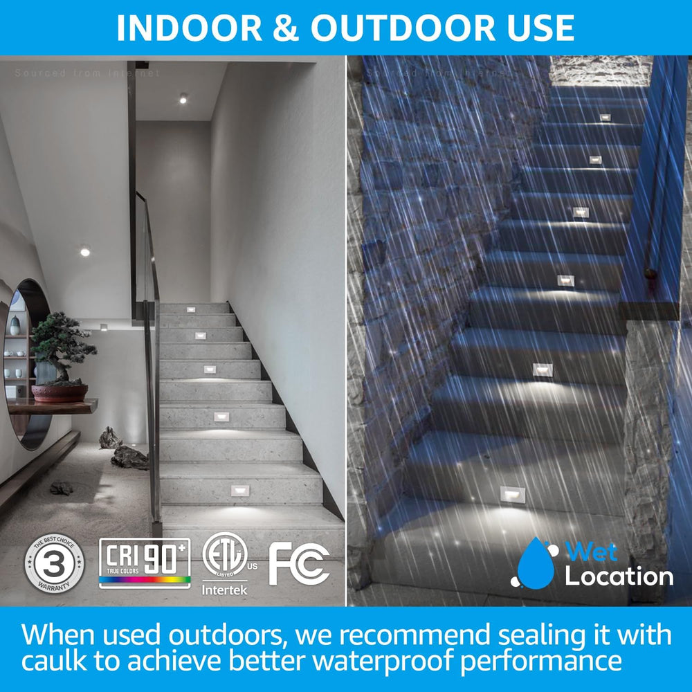 LEONLITE 3-Pack 5CCT 120V LED Step Lights, Horizontal, White