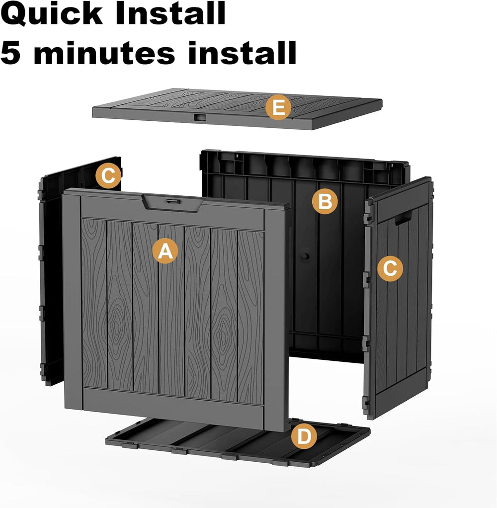 35 Gallon Outdoor Deck Box Lockable Waterproof Storage Black