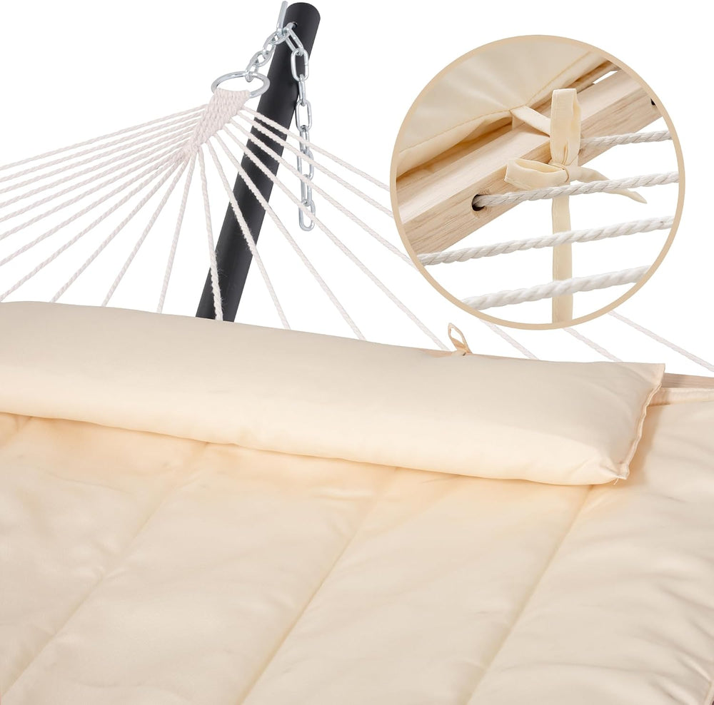 Two Person Hammock with 12ft Stand Included, Beige