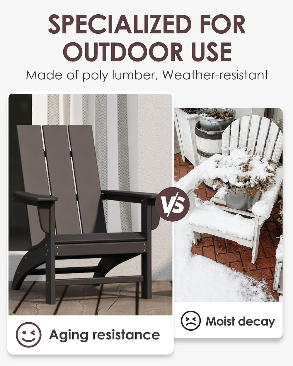 Poly Lumber Adirondack Chairs Set of 2 with Cup Holder