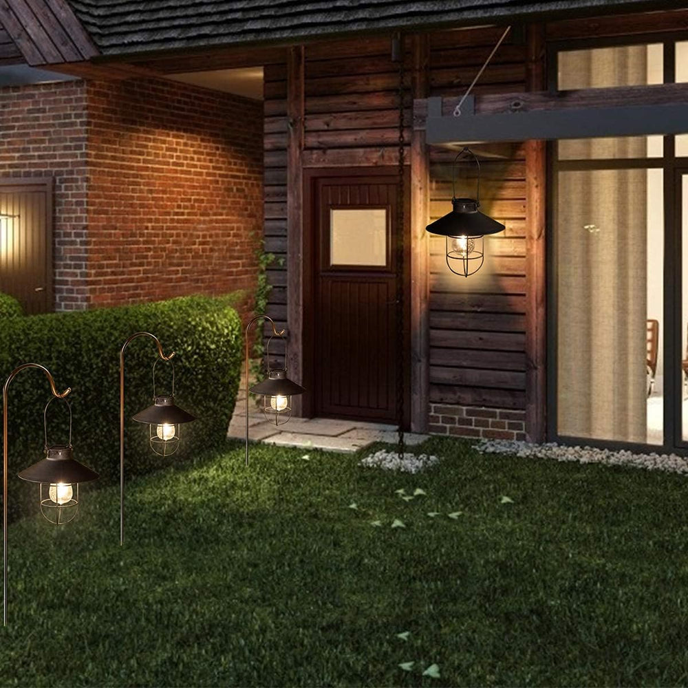 pearlstar Solar Lantern Outdoor Hanging Light Metal Solar Lamp with Warm Whit...