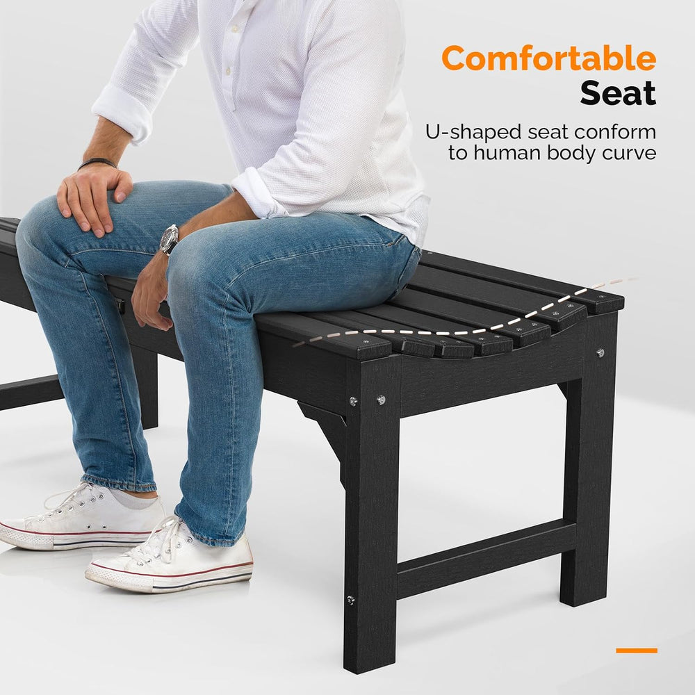 VINGLI Outdoor Bench Garden Bench HDPE Porch Bench, All-Weather Patio Bench, ...