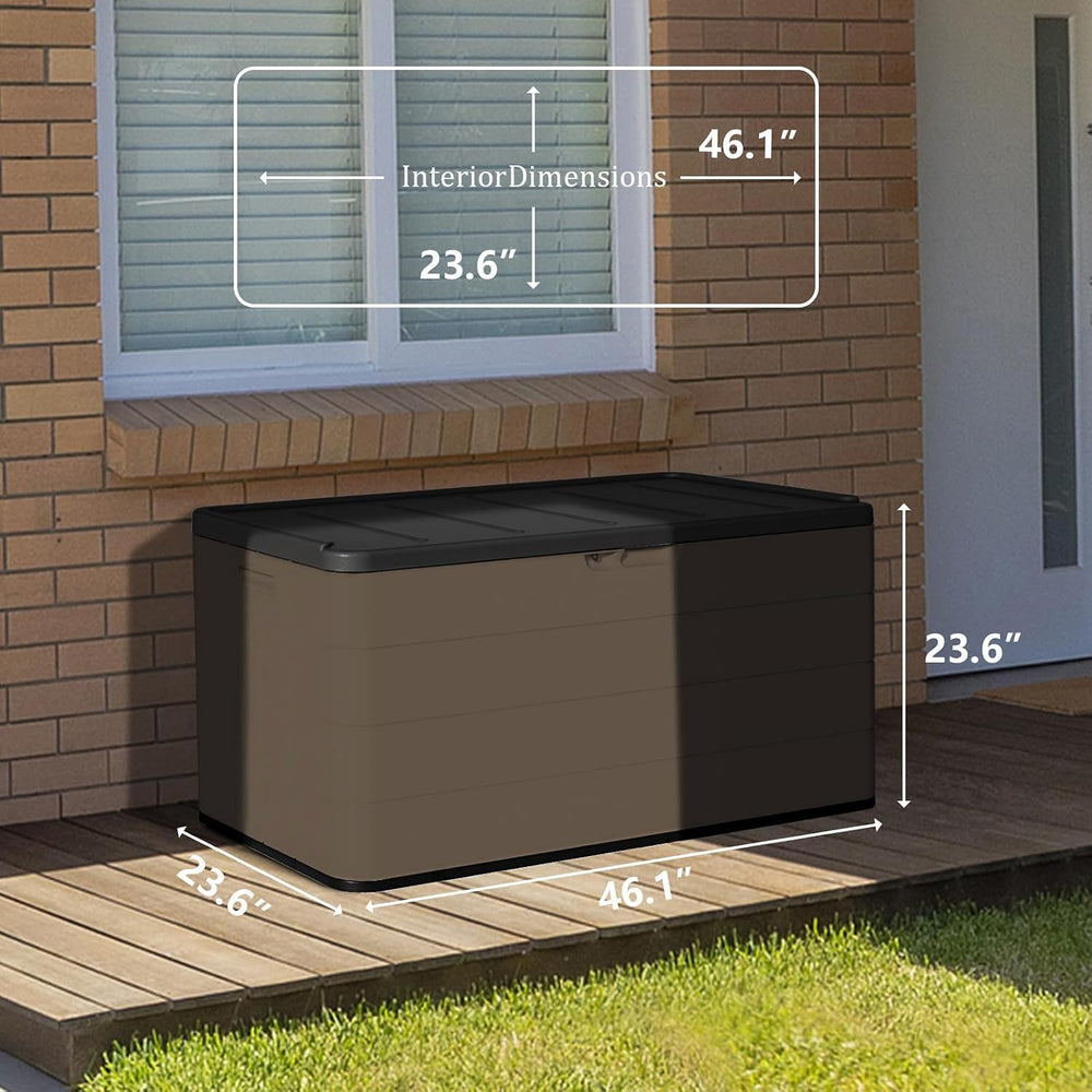 ZZM 110 Gallon Outdoor Deck Box with Wheels, Waterproof Resin Storage Cabinet...