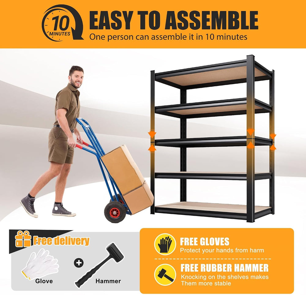 Set of 4 Garage Shelving Heavy Duty Storage Shelves, Metal Adjustable Shelvin...