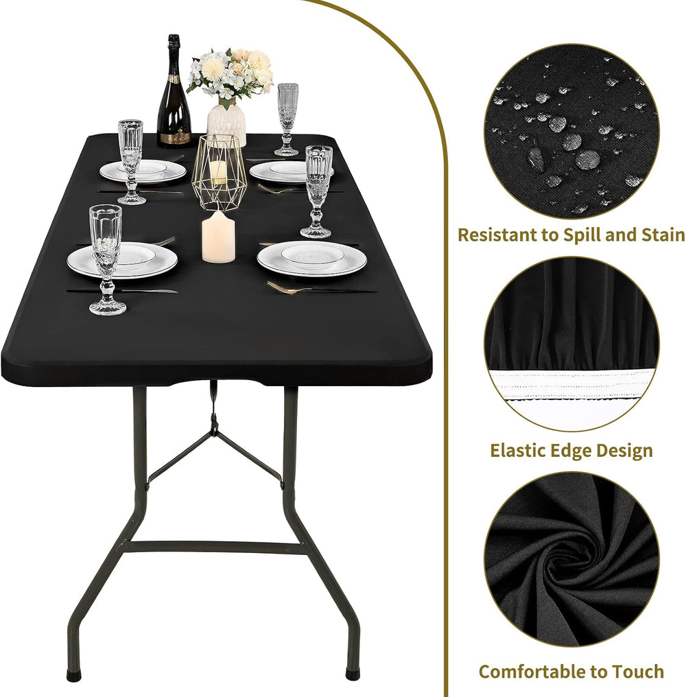 10 Pack Stretch Table Top Cap Cover, Black, 30" x 96"