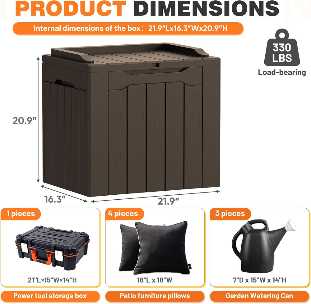 32 Gallon Deck Box Outdoor Indoor Waterproof Storage Box for Patio Furniture,...