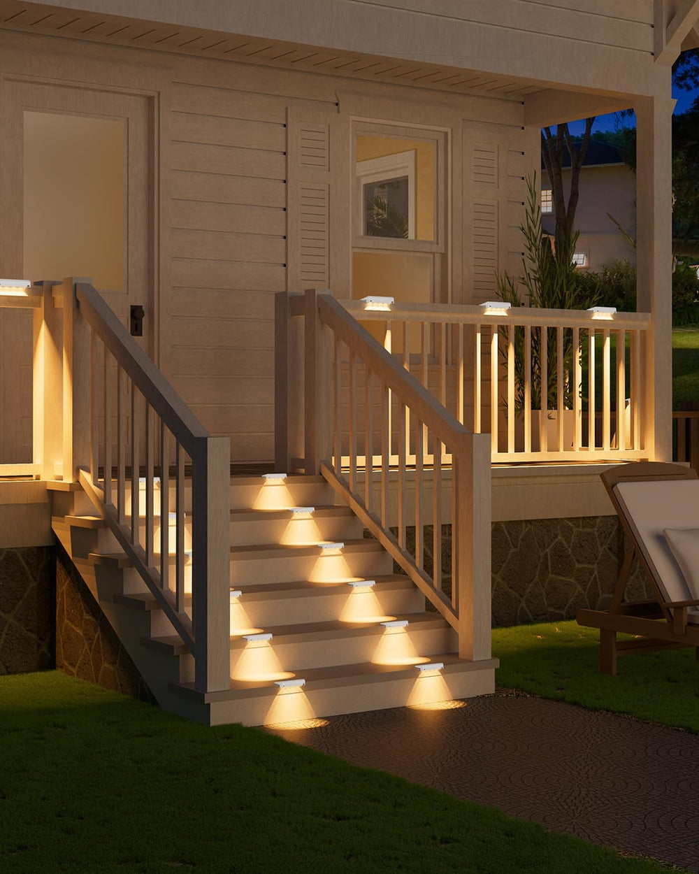 VOLISUN Solar Deck Lights 12 Pack, Warm White Glow LED Large Size Lamp, IP65 ...