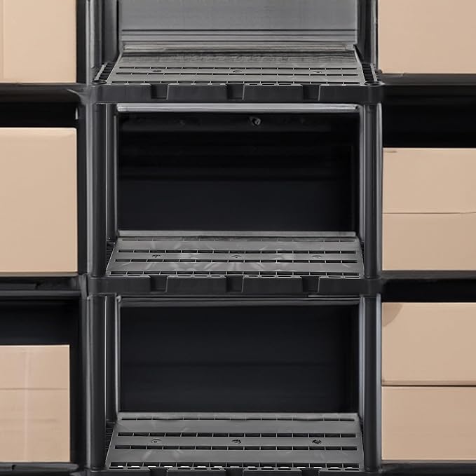 Gracious Living 2 Pack Light Duty Storage Shelves, Knect-A-Shelf 4-Shelf Vent...