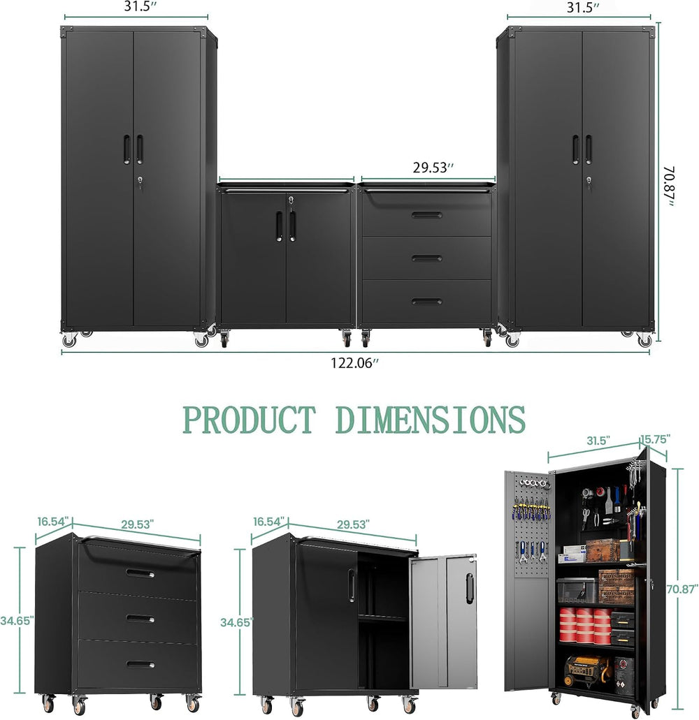 Garage Cabinet System | Heavy Duty Steel All-in-One Modular Garage Cabinet Se...