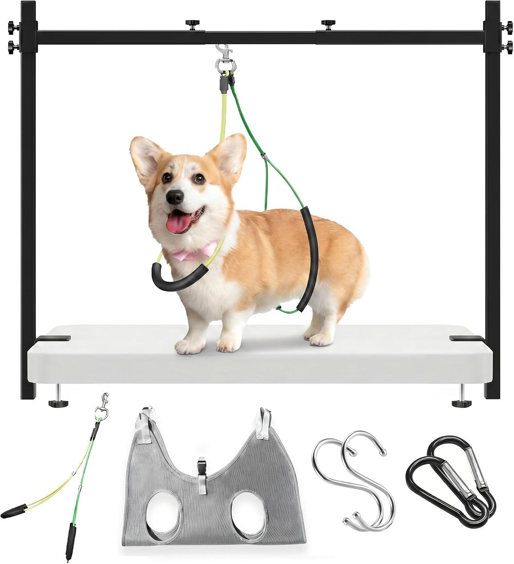 H Shape Dog Grooming Arm for Table, M Size Hammock, 42" H, 31-43" W