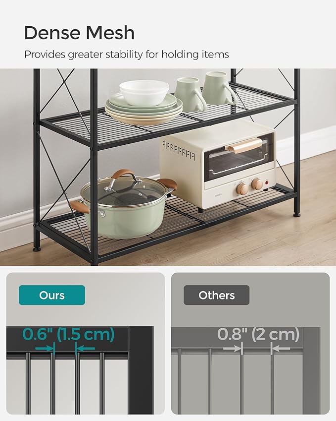 SONGMICS 4-Tier Metal Storage Rack, Shelving Unit with X Side Frames, Dense M...