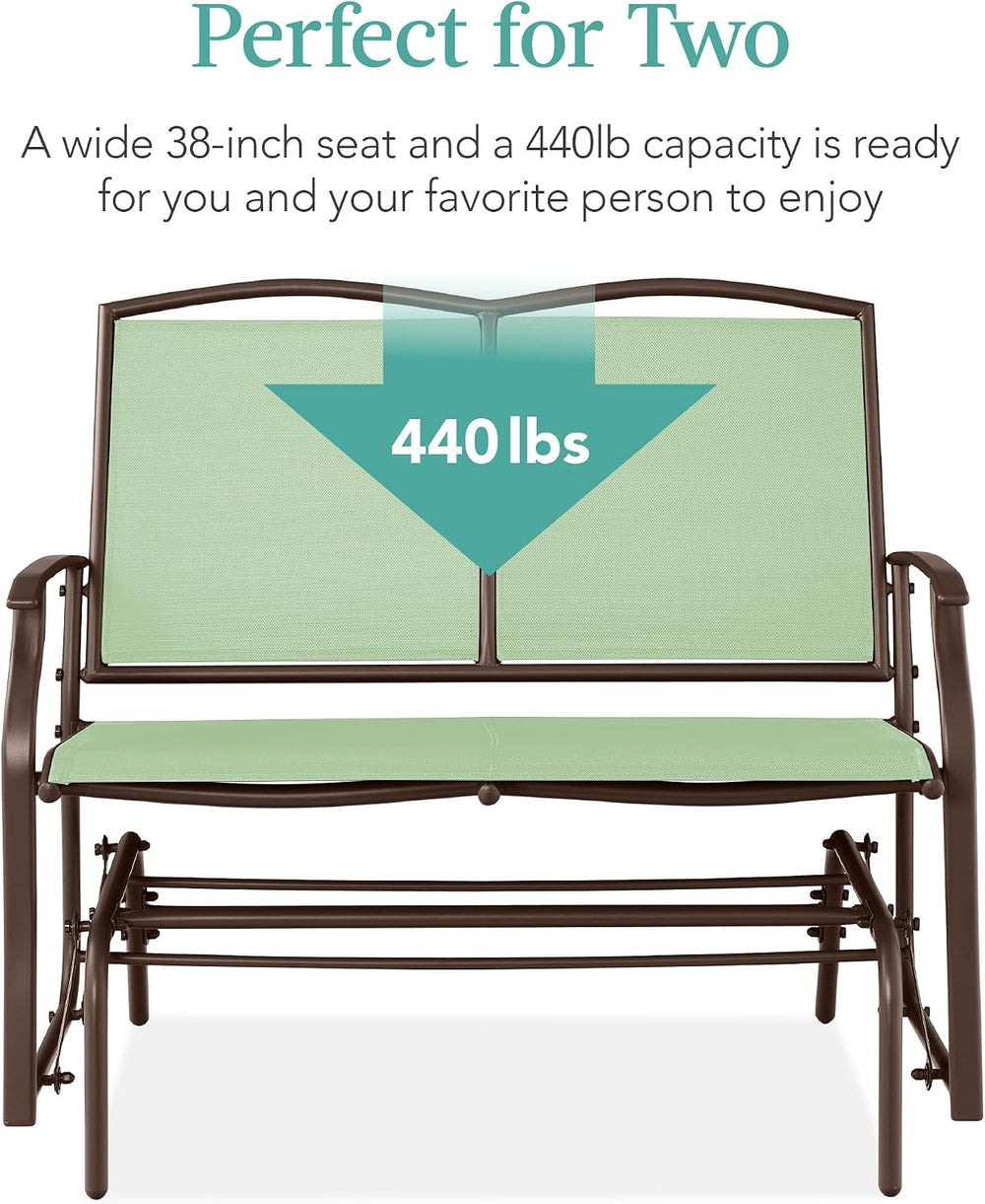 Best Choice Products 2-Person Outdoor Patio Swing Glider Steel Bench Loveseat...