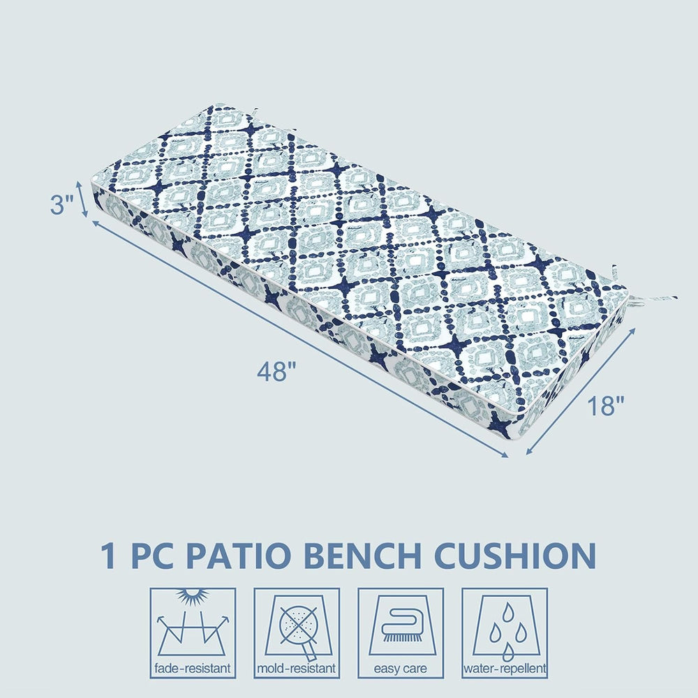LVTXIII Bench Cushion with Ties, 48x18 Inch Water-Repellent Patio Furniture C...