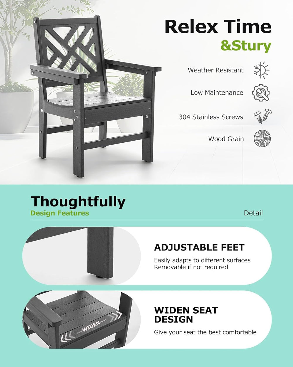 7 Piece HDPE Outdoor Dining Set for 6 Patio Dining Furniture Set with Umberll...