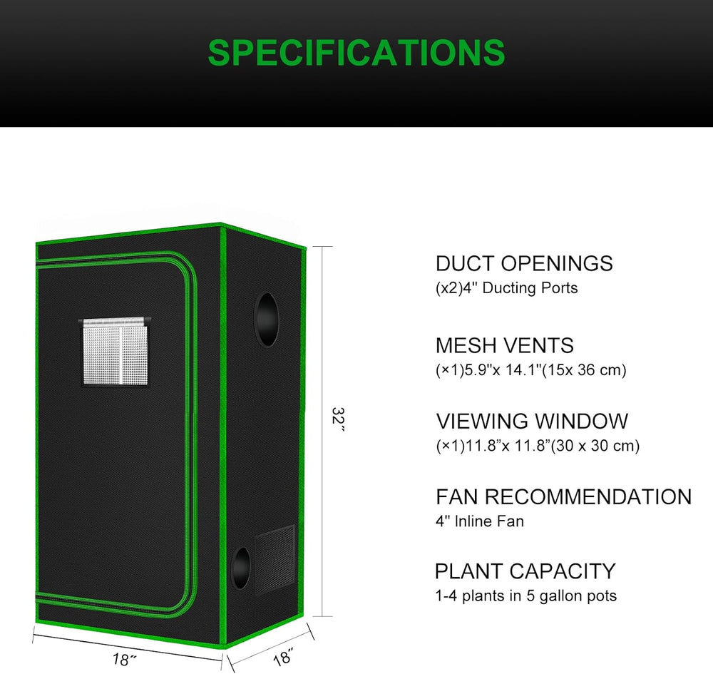 Small Grow Tent for Aerogarden,18”x18”x36” ,Hydroponics Growing System ,Highl...