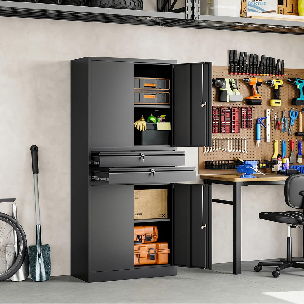 Metal Garage Storage Cabinet with Locking Doors and Adjustable Shelves, 71&qu...