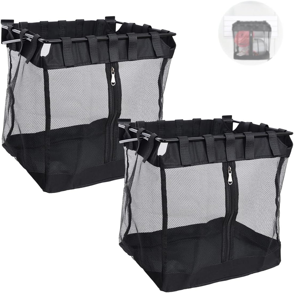 2Pcs Mesh Slatwall Baskets with Zipper,Hanging Storage Slat wall Baskets