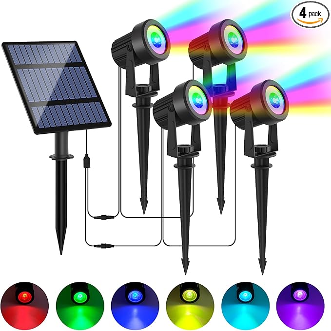 Solar Spotlights Outdoor Waterproof, RGB Landscape Spotlights, Christmas Deco...